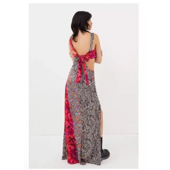 NWT For Love & Lemons Rita Cut Out Patchwork Maxi Dress Women’s Size S Festival - Picture 6 of 16